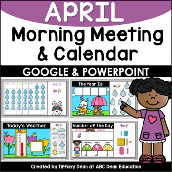 Preview of DIGITAL April Calendar & Morning Meeting - PowerPoint & Google Slides - K