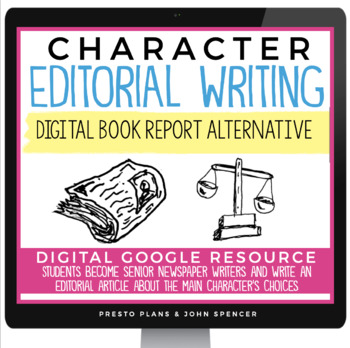 Preview of Character Editorial Article - Novel or Short Story Digital Book Report Project
