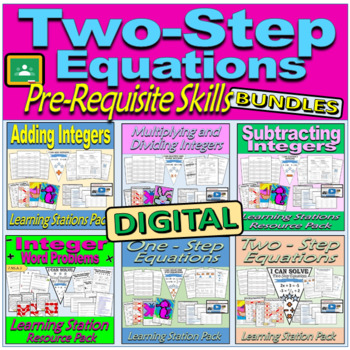 Preview of DIGITAL BUNDLE Two-Step Equations & Pre-Requisite Skills - Learning Stations