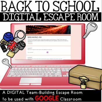Preview of DIGITAL Back to School Escape Room Activity | Teamwork Rules Math & Reading Fun