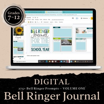 Preview of DIGITAL Bell Ringer Journal for School Year 275 ELA Prompts in Google Slides