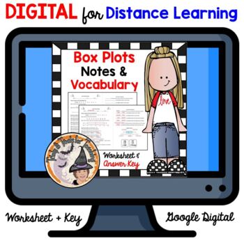 Preview of DIGITAL Box and Whisker Plots Notes and Practice Worksheet with Answer Key