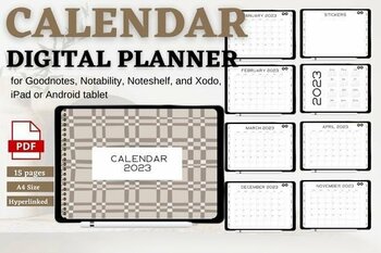 Preview of DIGITAL CALENDAR 2023 HYPERLINK Teachers PLANNER