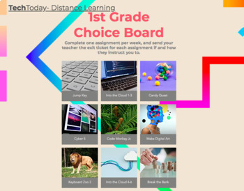 Preview of DIGITAL CHOICE BOARD with WEBSITE- Perfect for Remote Learning (Semester Long)