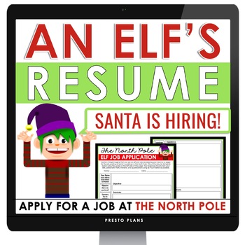 Preview of Christmas Writing Assignment - Elf Resume Creative Digital Holiday Activity
