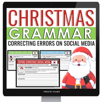 Preview of Christmas Grammar Activity - Editing Errors in Holiday Social Media - Digital