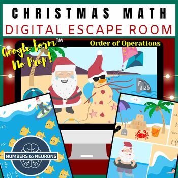 Preview of Christmas Math High School or Middle School Activity Escape Room No Prep