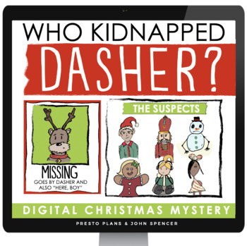 Preview of Christmas Mystery Activity - Missing Reindeer ELA Skills Digital Activity