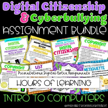 Preview of DIGITAL CITIZENSHIP & CYBERBULLYING PROJECT BUNDLE // COMPUTER LAB LESSONS