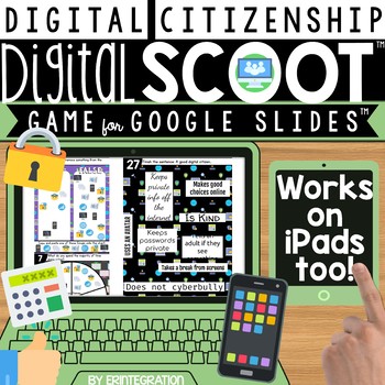 Preview of Digital Citizenship Scoot Game 30 Interactive Templates Google Slides