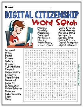Preview of DIGITAL CITIZENSHIP Word Search Puzzle Worksheet Activity