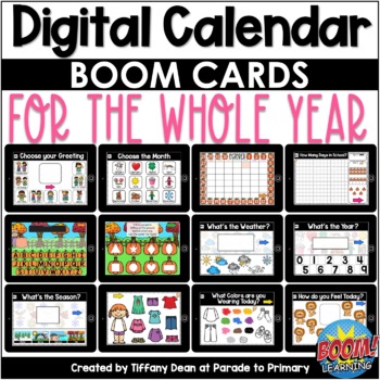 Preview of DIGITAL Calendar - Year Long - Circle Time - Distance Learning - Boom Cards