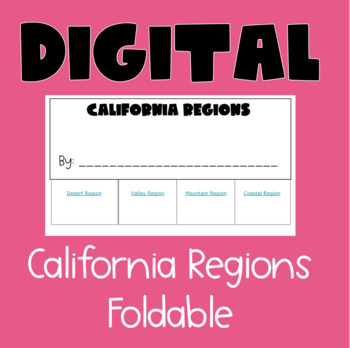 Preview of DIGITAL California Regions Foldable/Flipbook (CA 4th Grade)