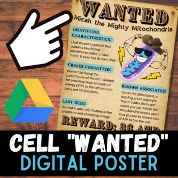 Preview of DIGITAL Cell "WANTED" Organelle Poster - Fully EDITABLE / NO PREP