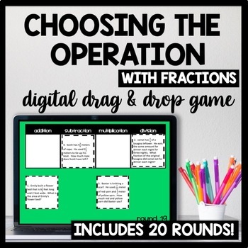 Preview of Identifying Operations in Word Problems with Fractions, One Step All Operations
