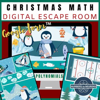 Preview of Christmas Math Escape Room No Prep for Middle School Algebra
