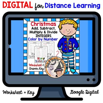 Preview of DIGITAL Christmas Math Add Subtract Multiply Divide Integers Color by Number