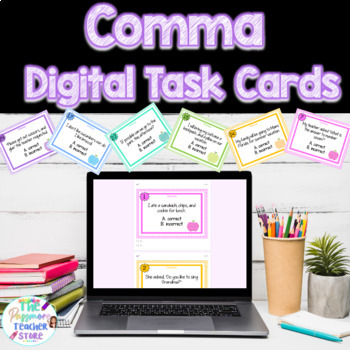 Preview of DIGITAL Comma Task Cards Google Form l Grammar