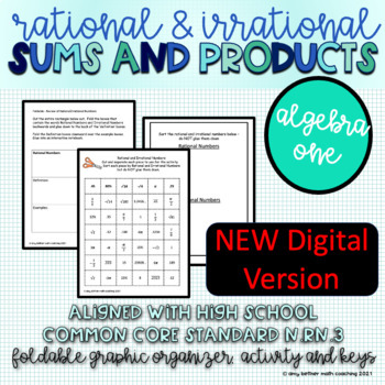 Preview of DIGITAL Common Core Math - Rational and Irrational Numbers Sums and Products
