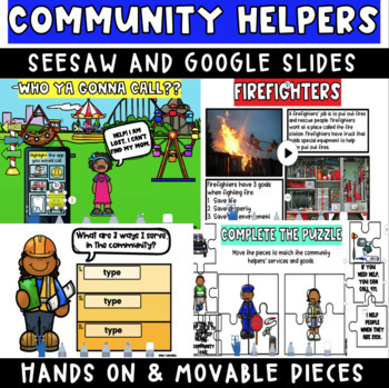 Preview of DIGITAL: Community Helpers - Seesaw - Printables- Google Slides