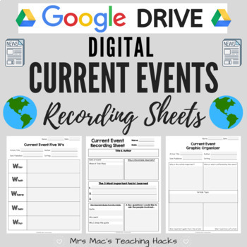 Preview of DIGITAL Current Events Recording Sheets
