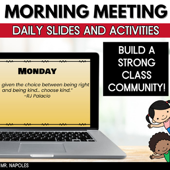 Preview of DIGITAL DAILY Morning Meeting Slides | Editable w/ Timers | Yearlong SEL
