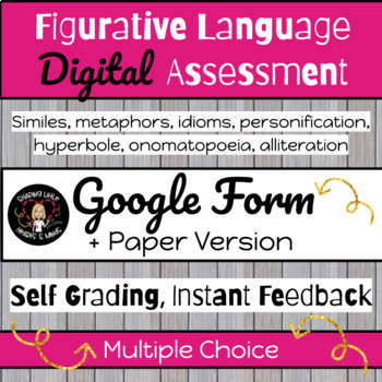 Preview of DIGITAL DISTANCE LEARNING: Figurative Language Test Google Form + Paper