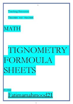 Preview of DIGITAL DOWNLOAD TEACHING RESOURCE " TRIGONOMETRICAL FORMULAS"(Distant Learning)