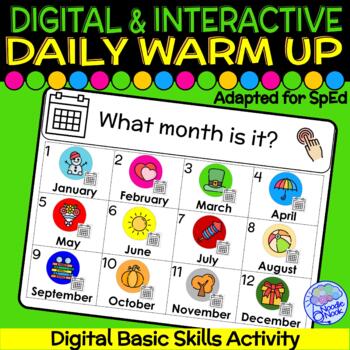Preview of DIGITAL Daily Warm Up for Calendar Skills & Personal Info in Life Skills or SpEd