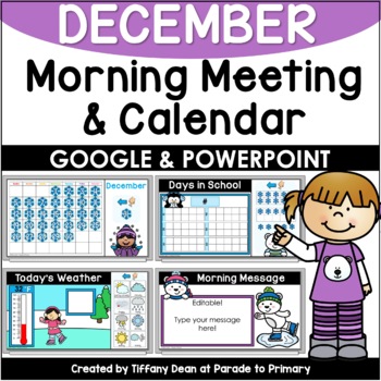 Preview of DIGITAL December Calendar & Morning Meeting - PowerPoint & Google Slides - K