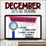 DIGITAL December Reading Comprehension and Phonics Unit fo