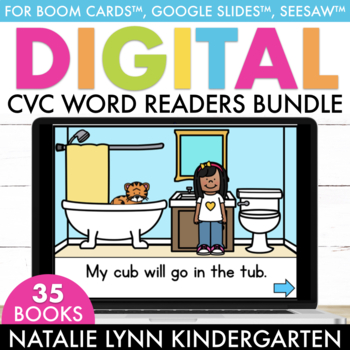 Preview of DIGITAL Decodable Readers CVC Words | Guided Reading Boom Cards™ Google™ Seesaw™