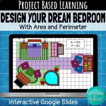 Preview of DIGITAL Design Your Dream Bedroom with Area and Perimeter Google Slides