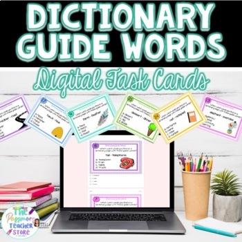 Preview of DIGITAL Dictionary Guide Words Task Cards Google Form | Dictionary Skills