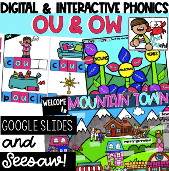 Preview of DIGITAL Diphthongs OU OW - Google Slides - PPT - Seesaw - Distance Learning