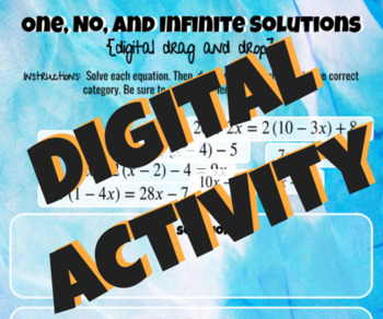 Preview of DIGITAL Drag & Drop: Equations with One, No & Infinite Solutions *Google Slides*
