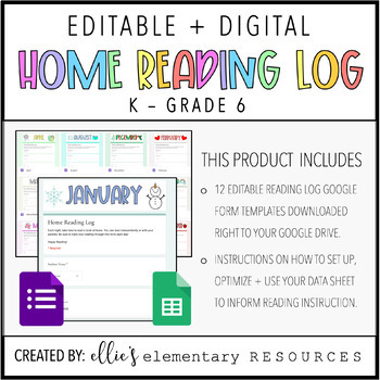 Preview of DIGITAL + EDITABLE - Home Reading Log