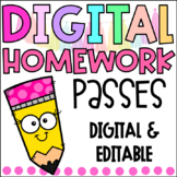 DIGITAL & EDITABLE Homework Passes | Distance Learning | GOOGLE