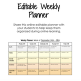 DIGITAL + EDITABLE Online Weekly Student Agenda/Planner