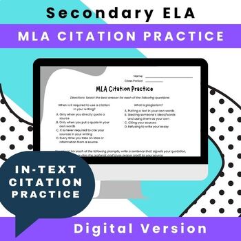 Preview of DIGITAL Volume 1: MLA Citation Practice: In-text Citations Google Slides Version