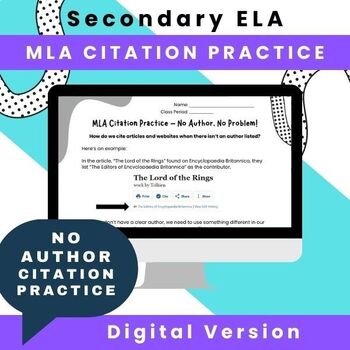 Preview of DIGITAL EDITION- MLA Citation Practice: In-text Citations No Clear Author