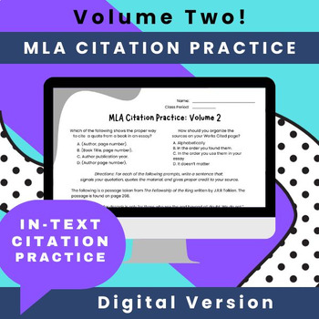 Preview of DIGITAL EDITION: Volume 2 - MLA Citation Practice: Google Slides Version