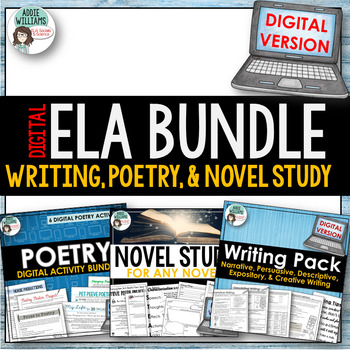Preview of DIGITAL ELA Bundle - Writing, Poetry and Novel Study Activities