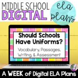 DIGITAL ELA Lesson Plans for Middle School ELA | ELA Sub Plans