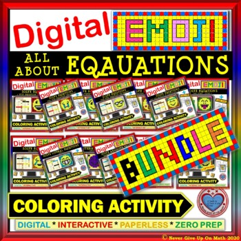 Preview of DIGITAL EMOJI BUNDLE Solving Equations Distance Learning