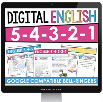 Preview of English Bell Ringers - Grammar, Vocab, Lit Terms, Writing, Reading - Digital