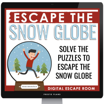Preview of Christmas Digital Escape Room Winter Holiday Team Builder Escape the Snow Globe