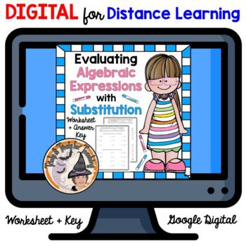 Preview of DIGITAL Evaluating Algebraic Expressions with Substitution Worksheet Answer Key