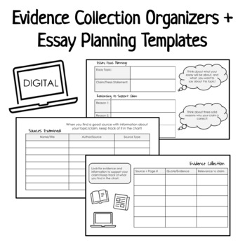 Preview of DIGITAL Evidence Collection Organizers + Essay Planning Templates