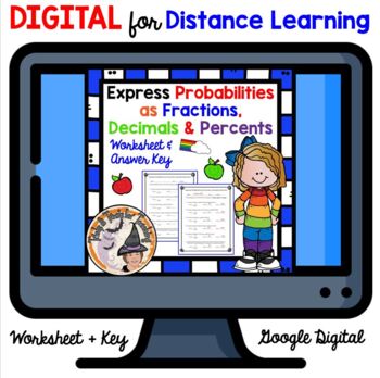 Preview of DIGITAL Express Probabilities Fractions Decimals Percents Worksheet Answer KEY